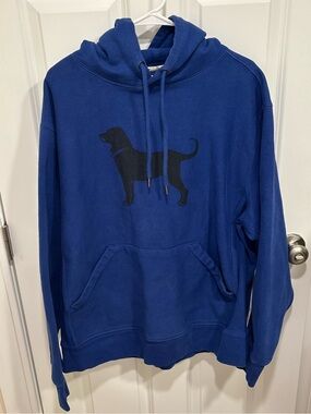 The Black Dog Classic Logo Blue Heavyweight Pullover Sweatshirt Hoodie Mens XL